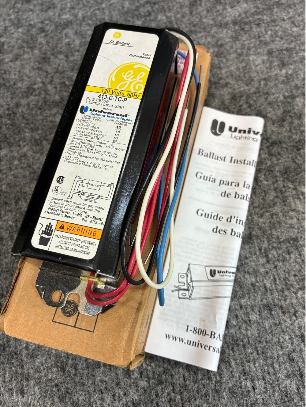 GE 413CTCP Magnetic Ballast 120V 60Hz 1 Lamp Rapid Start